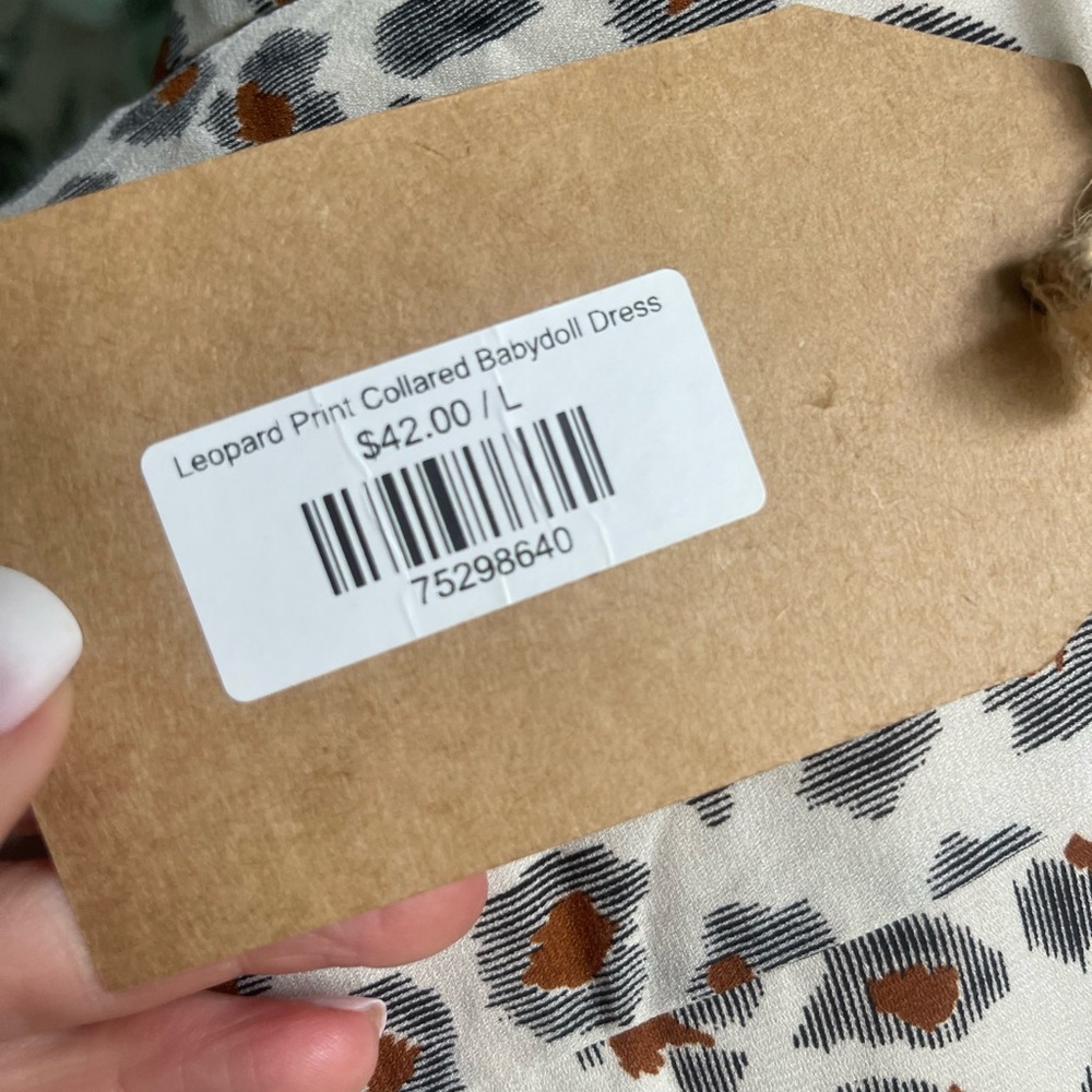 NWT Listicle boutique leopard print babydoll dress L - Picture 4 of 6